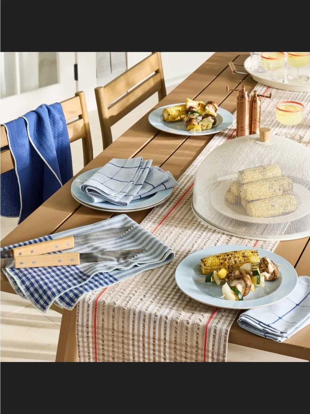 2pk Kitchen Towel Set Navy/ Blue Striped - Hearth & Hand™ with Magnolia